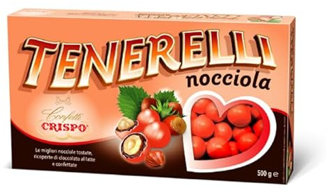Crispo Confetti Tenerelli Rossi con Nocciola Tostata, Ricoperta di Cioccolato al Latte, Senza Glutine 500g