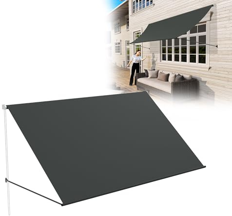 YRHome Markise Fallarmmarkise einziehbar 235x145 cm - Balkonmarkise & Sonnenschutz für Terrasse/Garten - Wetterfest mit UV-Schutz Inkl. Montagezubehör - Ideal für Fenster & Balkon (Anthrazit)