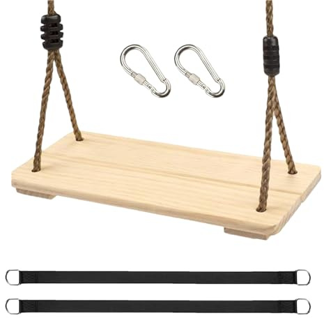 Swing de Madera - Colgante Colgante de Madera | Columpios del Porche para niña | Cuerda de Escalada Ajustable más Correas de árbol | Sillas de Asiento de Juego sensorial Equipos para niños jardín de