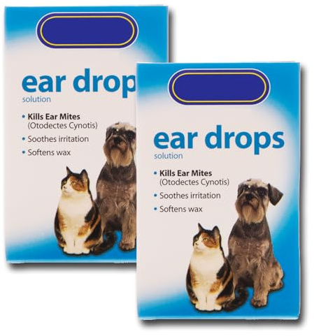 Ear Drops for Dogs & Cats - 2 Pack, 2 x 15ml | Treats Ear Mites | Soothes Irritation & Softens Ear Wax | Assists Healing | Johnsons