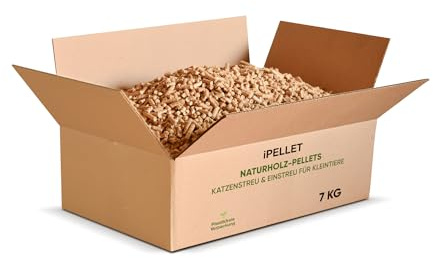 iPELLET Pellets de madera natural – Arena para gatos y lecho para animales pequeños | 100% natural, altamente absorbente y antiolores | Caja de 7 kg o 15 kg (caja de 7 kg)