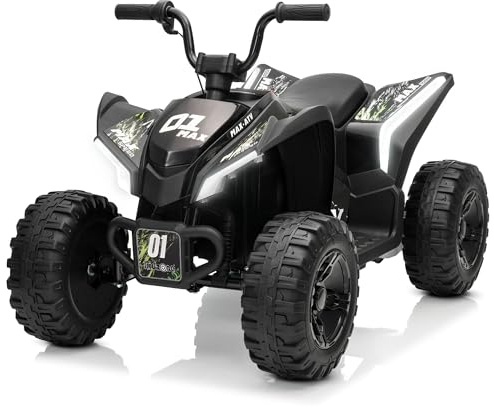 Kidzone 12V Electric Ride on ATV for Kids 3-8 Years, Battery Powered 4-Wheeler with LED Headlights, Rear Suspension, Forward/Reverse, up to 3.7 MPH, 88 lb Capacity, Forest