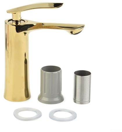 Grifo mezclador de latón dorado con un solo mango, agua fría y caliente, boquilla de cascada montada en cubierta, válvula de cerámica, grifo moderno para lavabo de baño o cocina