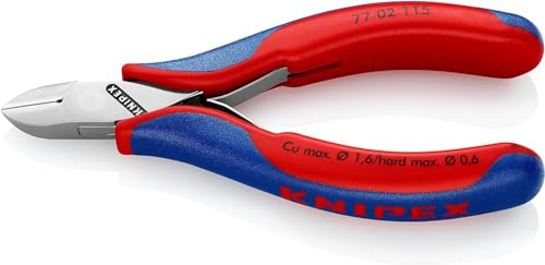 KNIPEX Pince coupante de côté pour l'électronique avec charnière entrepassée avec poignées multimatières 115 mm, 77 02 115