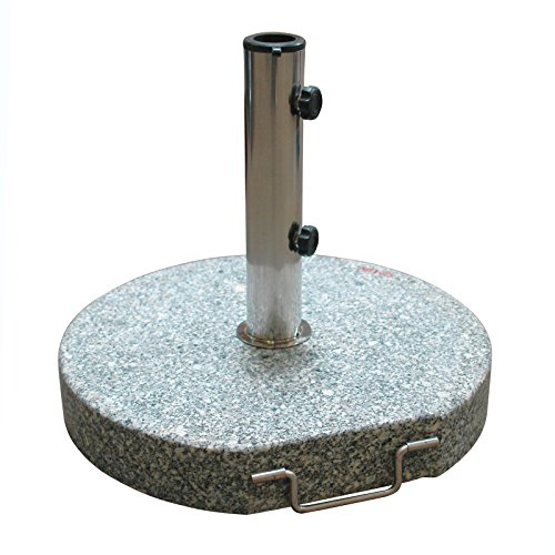 DEMA Sonnenschirmständer Granit 30 kg, rund 45 cm, Edelstahl Rohrhalter, handlich mit Rollen, robust & pflegeleicht, für Schirme bis 3 m, auch für Fahnen, Wäschespinnen, Plakate
