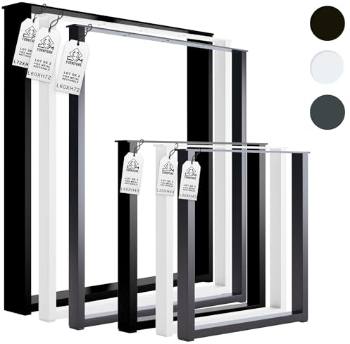 CM Furniture 2X Tischbeine Tischkufen Weiß Tischgestell 72 cm hoch Esstisch Schreibtisch Ideal für Premium DIY-Projekte Wohnzimmer Garten Terrasse Tischfüß Möbelbeine Stilvolle Loft | 72x72 cm