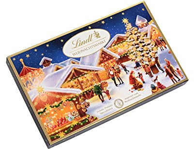 Lindt Schokolade Weihnachts-Markt Pralinés | 130 g | 12 feinste Vollmilch Pralinen in 6 köstlichen Sorten | Schokoladen-Geschenk zu Weihnachten | Pralinen-Geschenk