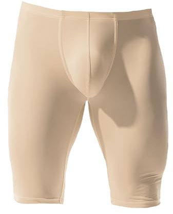YUFEIDA Men's Compression Half Tights Leggings Sheer Swimwear Shorts Trunks Pant(Buff XL)