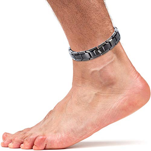 Smarter LifeStyle Elegantes Titan-Fußkettchen für Damen und Herren, verstellbare Armbandlänge mit Größenwerkzeug für perfekte Passform, magnetisches Fußkettchen (Gunmetal Gray)