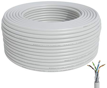 BIGtec CAT 7 Netzwerkkabel Verlegekabel LAN Kabel 30m weiß CAT7 PiMF S/FTP halogenfrei BauPVO Eca POE Gigabit Netzwerk Installationskabel Datenkabel CAT.7