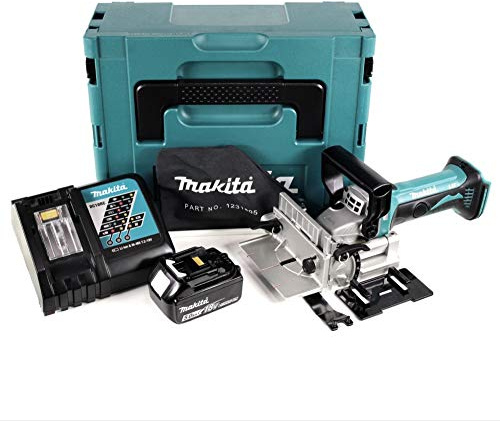 Makita DPJ 180 RT1J Fraiseuse à rainurer sans fil 18 V Li-Ion en Makpac + 1 batterie 5,0 Ah + chargeur