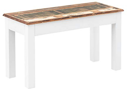 Woodkings® Bank Holz weiß massiv, rustikal Flurmöbel Vintage, Sitzbank Perth Holzbank