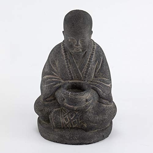 Palatina Werkstatt Figurine de Bouddha résistant au gel avec bougie chauffe-plat en pierre de lave | Haute qualité, lourd et très décoratif | Feng-Shui pour la maison