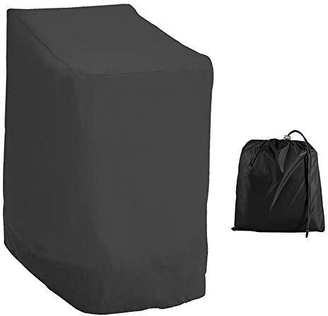 LoveStory Housse Chaise Jardin en Tissu Oxford 210D Imperméable, pour Fauteuil Empilables,avec accoudoirs extérieur Contre Les intempéries 114 * 85 * 65cm (Noir)