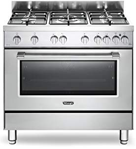 De Longhi PRO 96 GVX ED - Cucina a gas con forno a gas ventilato, N° Fuochi 5, 90x60 cm, colore Inox