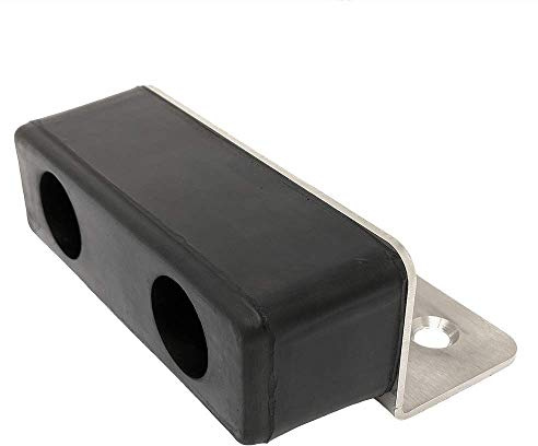 ZEROplus Durham Pattern Heavy Duty Door Buffer, for Sliding Doors and Outward Opening Doors, Satin Stainless Steel Angle Plate, Black Rubber (Standard Upstand, 60mm High)