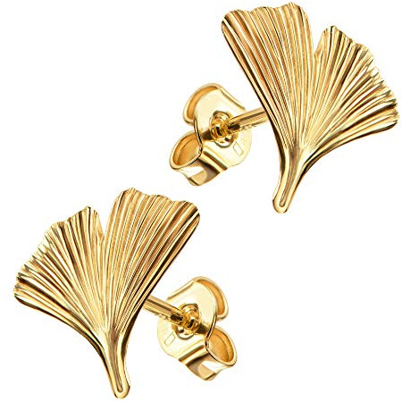 Ohrstecker Gold Ohrringe Gold Ginkgo Gelbgold Ohrschmuck Gold für Damen