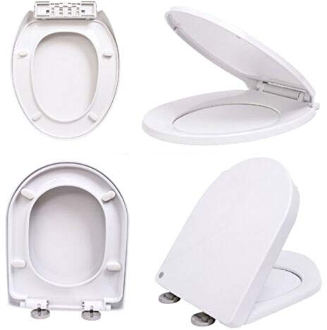 Abattant de WC haut de gamme en forme de O avec système d'abaissement automatique Softclose, ovale, blanc, siège de toilette amovible, antibactérien, fermeture rapide pour un nettoyage facile.