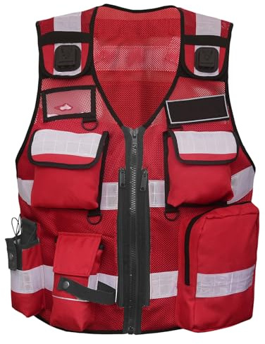 By Johanna Sicherheitsweste Reflextierende Weste Rot 211 Patch INSPECTOR | Reflektierend, 2 Patch INSPECTOR, Erweiterbar, Schutzweste, Kennzeichnungsweste