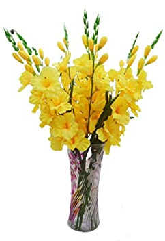 Kesio 5Pcs Artificial Flowers Gladiolus Silk Fake Flower for Kitchen Home Hall Yard Terrace Party Birthday Wedding DIY Bouquet Decoration(Yellow)