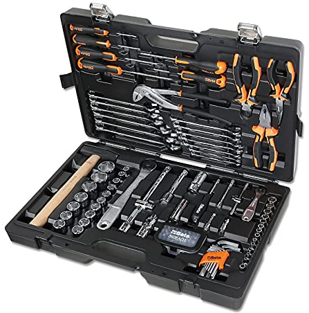 BETA 2047E/C108-21 Valise avec assortiment de 108 outils d'entretien général en plastique, dimensions 555 x 370 x 92 mm, noir/orange