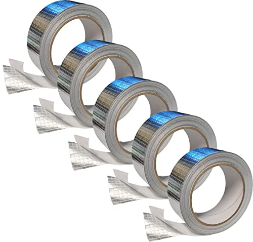 varivendo 5er Set Aluminium Klebeband netzverstärkt 43mm x 20m, Isolierband, Dichtband, Hitzeschutz, Silber