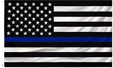 Thin Blue Line Flagge, 90 x 150 cm, amerikanische Polizeiflagge, Polyester, USA-Flagge, für drinnen und draußen, blaue Lives-Flagge, Segeltuchkopf und doppelt genäht mit zwei Messingösen