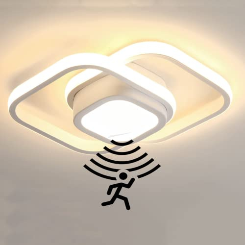 Plafón LED de pasillo con sensor Plafón de 36 W con detector de movimiento Plafón interior con sensor de luz diurna Plafón moderno de 2 llamas, para escaleras, salón, baño, balcón, cocina,Weiß 6000k