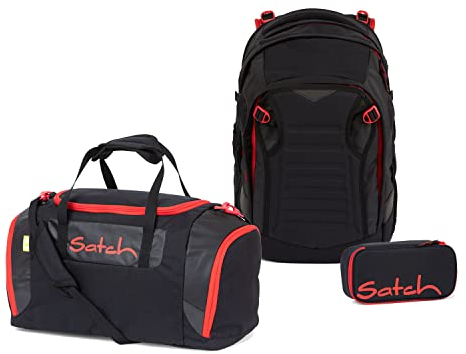 Satch Match Schulrucksack Set 3tlg. mit Sporttasche und Schlamperbox (Fire Phantom)