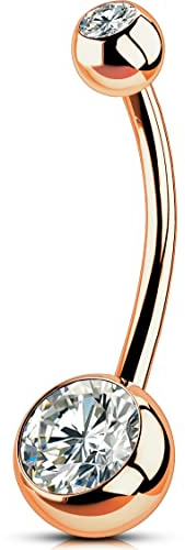 OUFER Body Piercing 14mm Innengewinde G23 Titan 14g Extra Lang Bauchnabelpiercing Barbell-Ring 1,6mm Schmuck