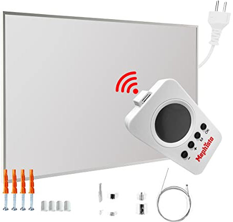 Mephisto Riscaldamento a infrarossi, da parete, a soffitto, con telecomando e termostato WiFi, controllo app 300-1200 W, potenza in watt: 500 W, accessori: set di montaggio a soffitto incluso