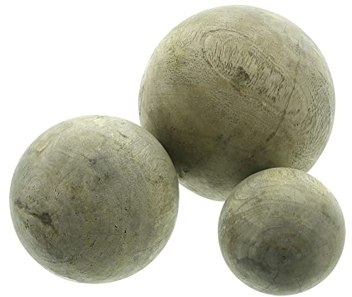 FRANK FLECHTWAREN Kugel Mangoholz, 3er Set, naturbelassene Holzdeko, Glatte Form