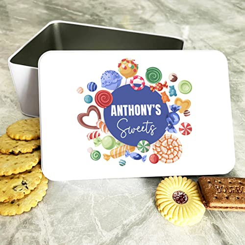 Fingerprint Designs Colourful Sweets Rectangle Personalised Treat Tin