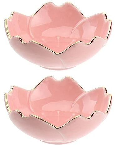 HREDZEO Sakura Dipping Bowls, 2 PCS Ceramic Mini Serving Bowls for Dessert, Snack, Soy Sauce, Kitchen Prep