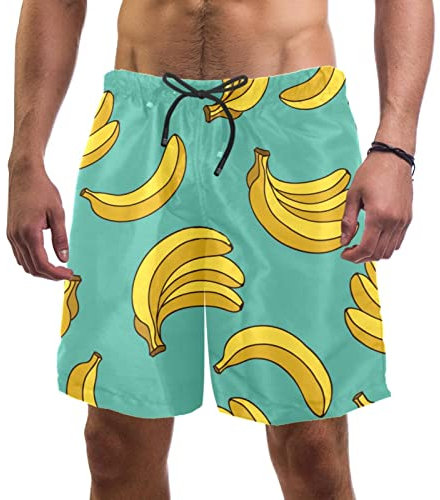 WOSHJIUK Herren-Shorts,Badehose,schnell trocknend,Frucht Banane,Board Short Outdoor Walk Beach Bademode
