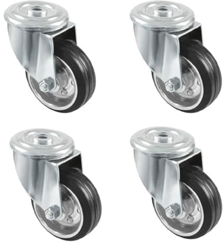 Amig - 4-pack möbelhjul - Ø 100 mm - Svänghjul utan monteringsplatta - Maxvikt 90 kg - För flytt av tunga möbler - Rullager - Metallkärna - Svart gummi