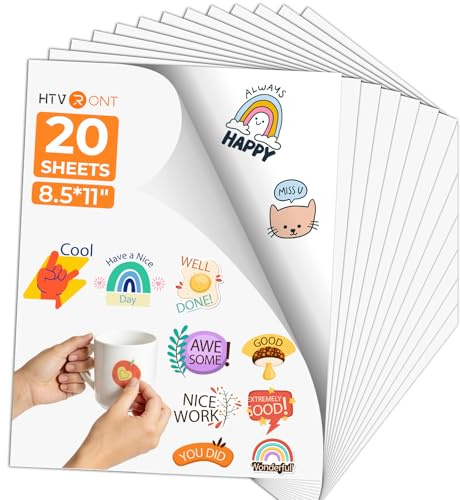 HTVRONT Sublimation Sticker Paper - 20 Pcs Glossy White Waterproof Sublimation Stickers