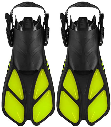 HOHXFYP 2 St¨¹ck Schwimmflossen,Schwimmflossen Aus PP Material,Verstellbare,rutschfeste,Weiche,Offene Ferse,Lange Tauchflossen Zum Schnorcheln(16.5in-Gelb)