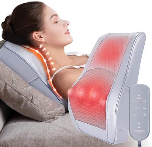 OMASSA Nackenmassagegerät mit Wärme, Shiatsu Neck Massagegerät 3D Knet Rückenmassagegerät, Muskelschmerzlinderung für Nacken, Rücken, Beine, Geschenke für Männer, Frauen, Mama, Papa