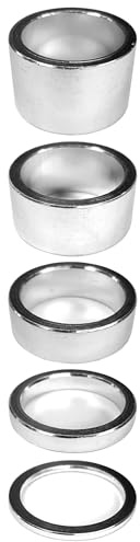 cyclingcolors 5x Fahrrad Ahead Vorbau Spacer Distanzen Distanzringe Aluminium MTB Rennrad Distanzscheiben Headset Lenker Steuersatz Spacer Silber, 1 Zoll 2+5+10+15+20mm