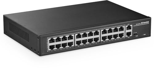 MokerLink 24 Port PoE Switch, 2 Gigabit Uplink, 300W IEEE802.3af/at, VLAN & Extend, Metal Rackmount Unmanaged Plug and Play Ethernet Switch