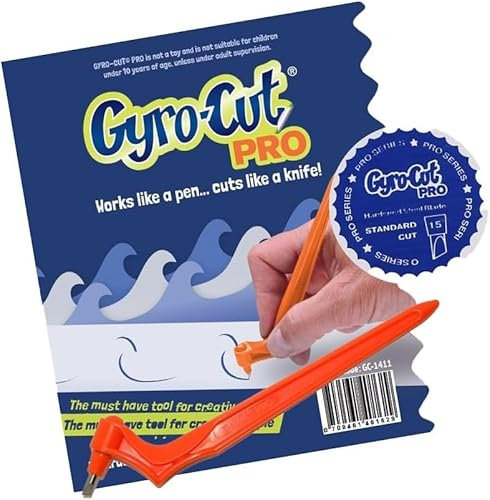 Gyro-Cut® PRO - Strumento da taglio rotante a 360°, bisturi, coltello per artigianato, scrapbooking, con lama standard per carta