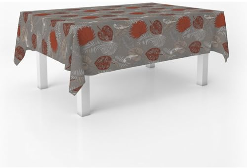ECOMMERC3 Nappe en Toile cirée rectangulaire Taille 200 x 140 cm Style, durabilité et Facile d'entretien pour Votre Table - Nappe en Toile cirée Anti-Taches et imperméable, Gris