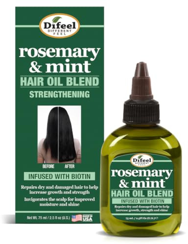 Difeel Aceite para el cabello premium de romero y menta con biotina 2.5 oz. - Aceite de romero natural para el crecimiento del cabello y biotina