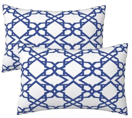Kissenbezug 30x50 cm 2er Set Herbst Deko Kissen Blau Kariert Kissenbezug, Rechteckig Kissenbezüge, Weicher Sofakissen, Kissenhülle Herbst, Zier Kissen Mit ReißVerschluss, Deko Schlafzimme 12x20 Inch
