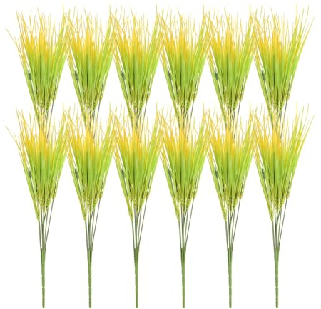 sourcing map 12 piante di erba artificiale, 39,9 cm, in plastica, arbusti artificiali per esterni, cespugli finti per decorare la casa, il giardino, colore giallo