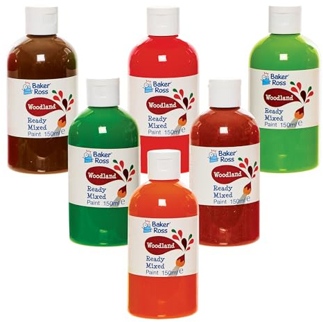 Baker Ross FN243 Peinture pour poster prête à l'emploi Woodland 150ml - boîte de 6, emballage de peinture pour enfants