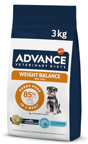 Advance Veterinary Diets Weight Balance, Pienso para Perros Mini con Problemas de sobrepeso, 3kg