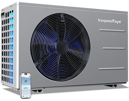 Varpoolfaye 30000 BTU Pool Heater For Inground Pool Heater 120V Swimming Pool Heat Pump Above Ground 8000 Gallon Heating Cooling WiFi Control Schedule