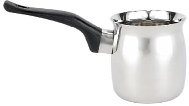 Stainless Steel Turkish Tea Coffee Brewing Warmer Pot with Heat-Resistant Handle, Silver Jug, Melting Pot, Greek Briki, Continental Percolator Pot, preparing Ibrik and Arabic Coffee (24oz)